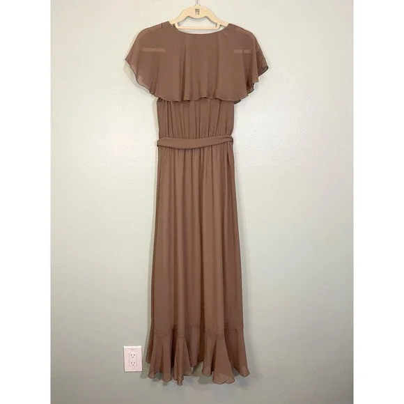 Show Me Your Mumu Women's Jess Ruffle Midi Dress Dune Chiffon size Small Show Me Your Mumu Women's Jess Ruffle Midi Dress Dune Chiffon size Small